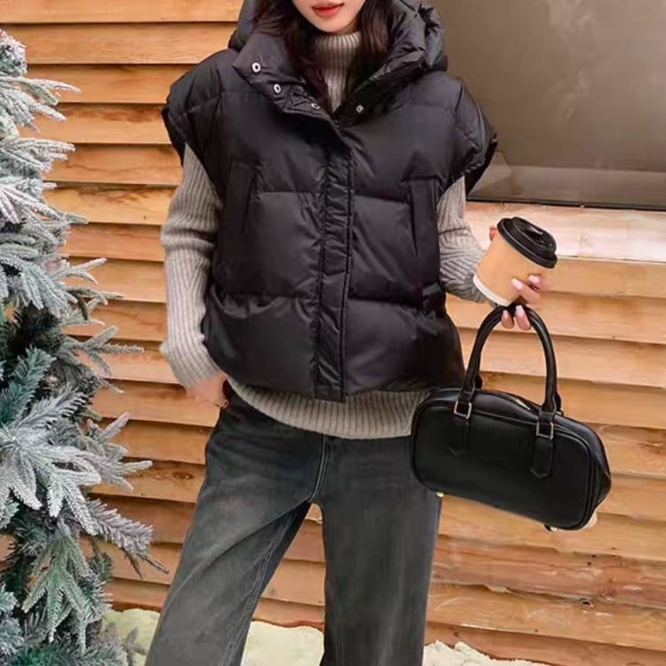 ショート丈 フーディ ダウンベスト 3col N00197