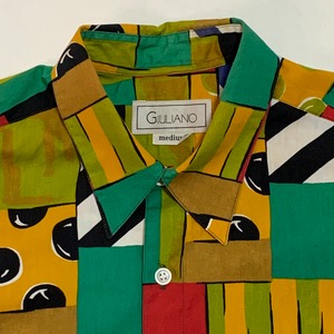 7097  GIULIANO 長袖シャツ 昭和レトロ モダンシャツ M