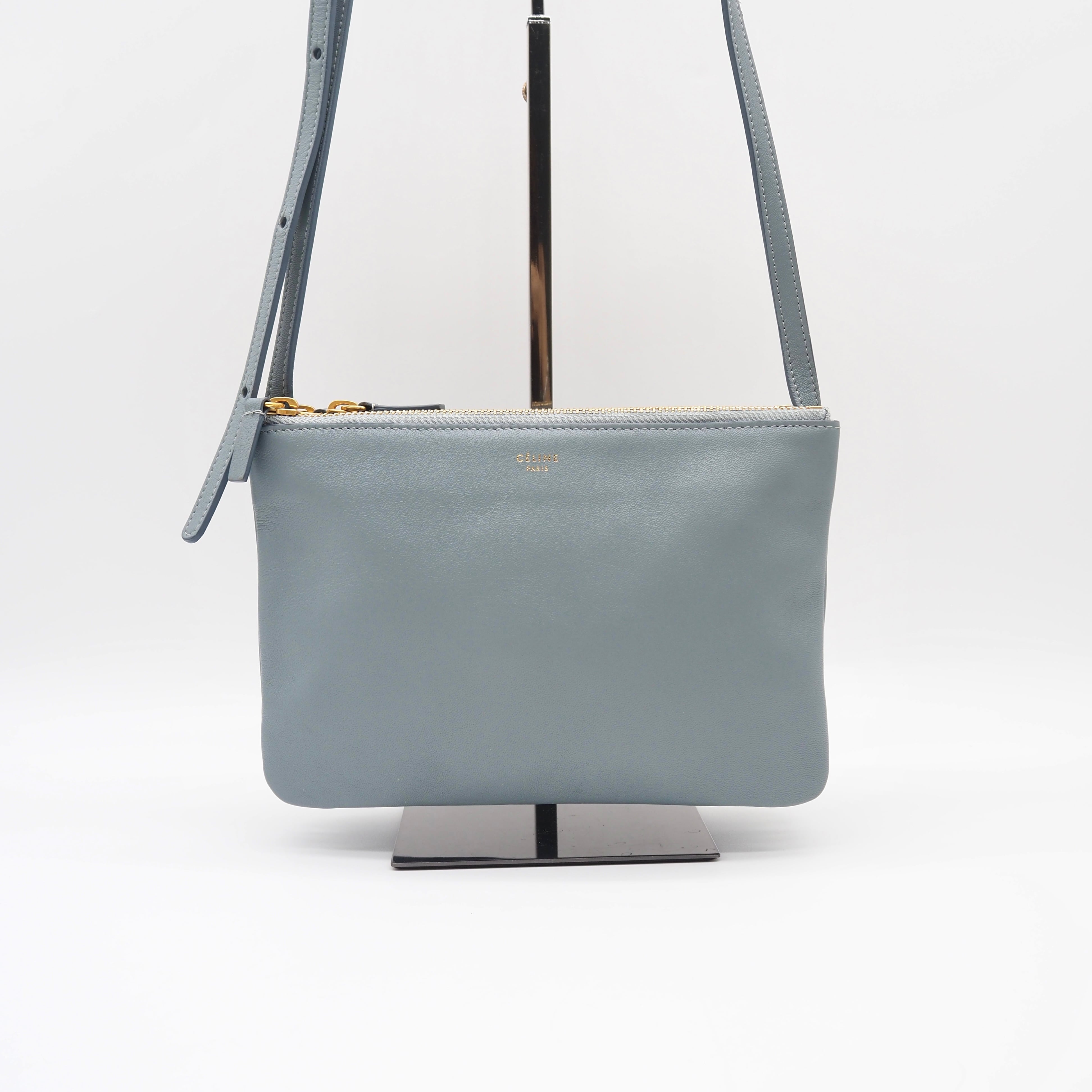 CELINE セリーヌ トリオ スモール ショルダーバッグ レザー ブレー