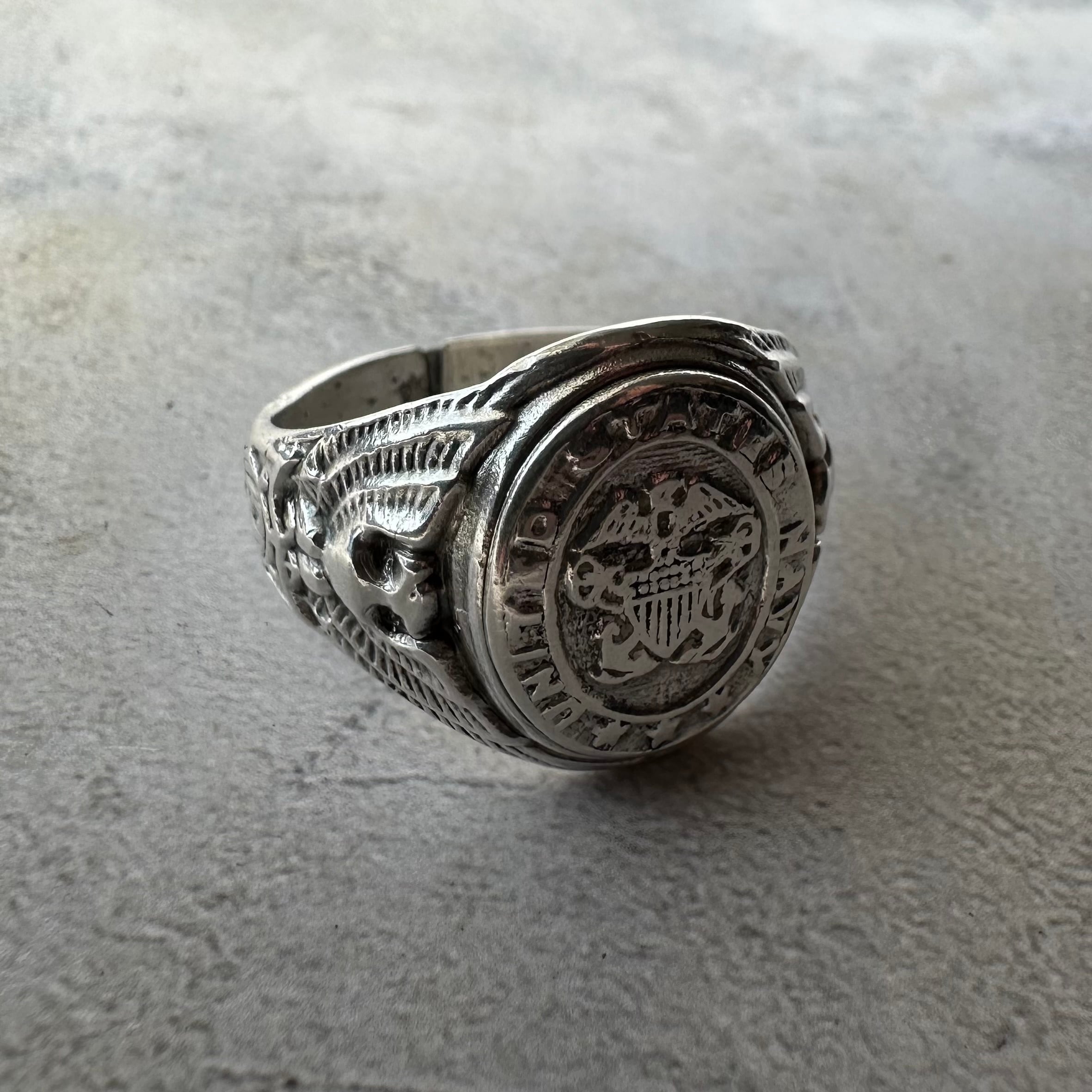 Vintage U.S. Navy Ring Sterling Silver Size22.5 Made in USA