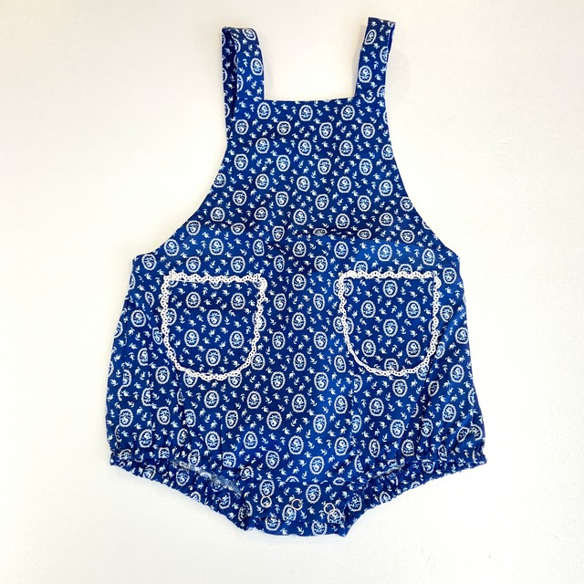 【26SS】&PAL(アンドパル)花柄サロペットロンパース ブルー(70/80)ロンパース サロペット ベビー