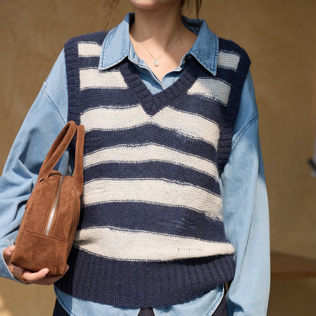 v neck pullover striped sweater vest