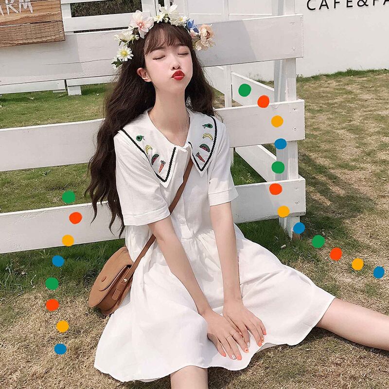 ドレス サマースカート レッド 刺繍 大人ガーリー スウィート キュート カジュアル 夏物 萌量不足82226615202