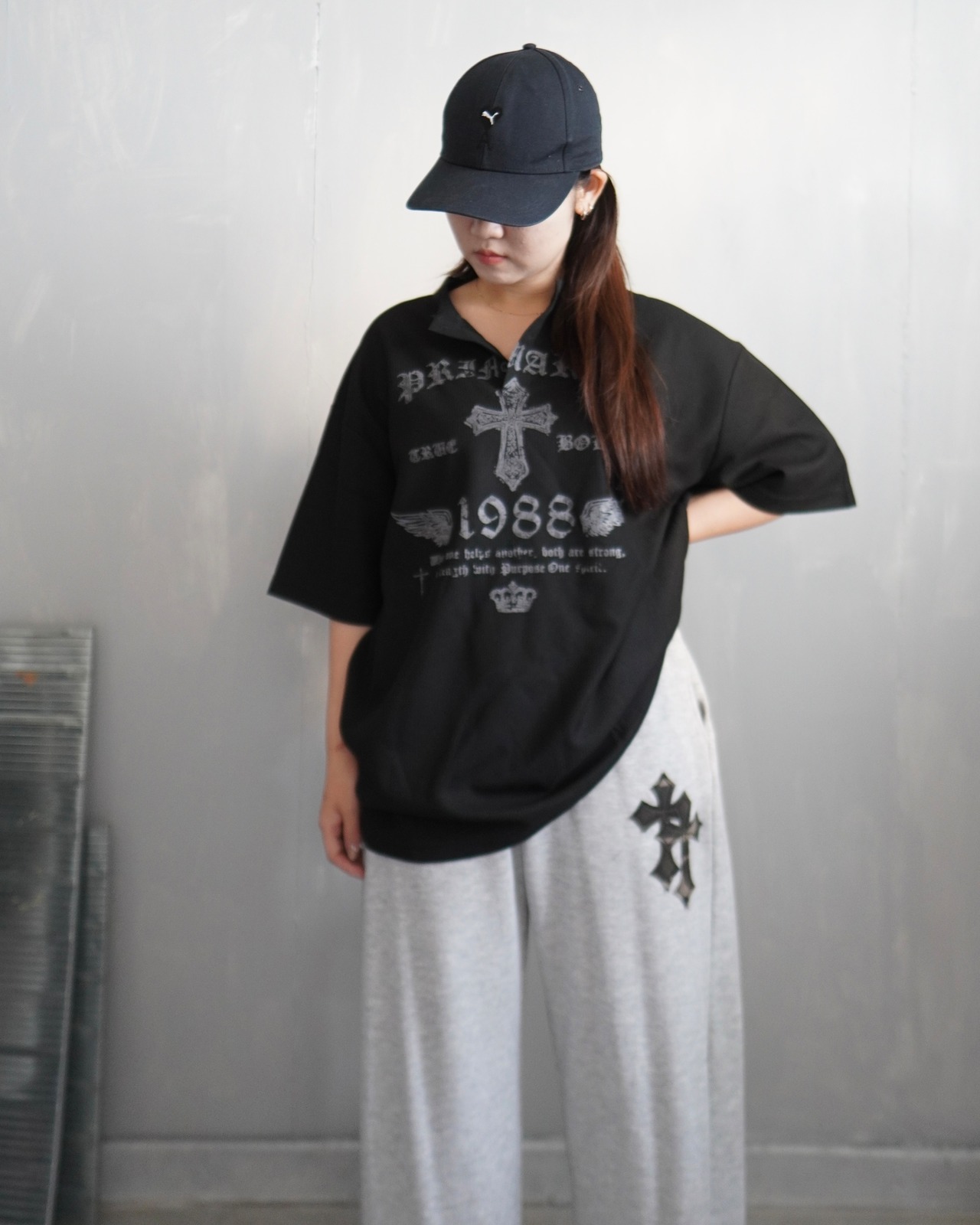 primaras×kinmedaiコラボ2弾ワッフルTee／ブラック