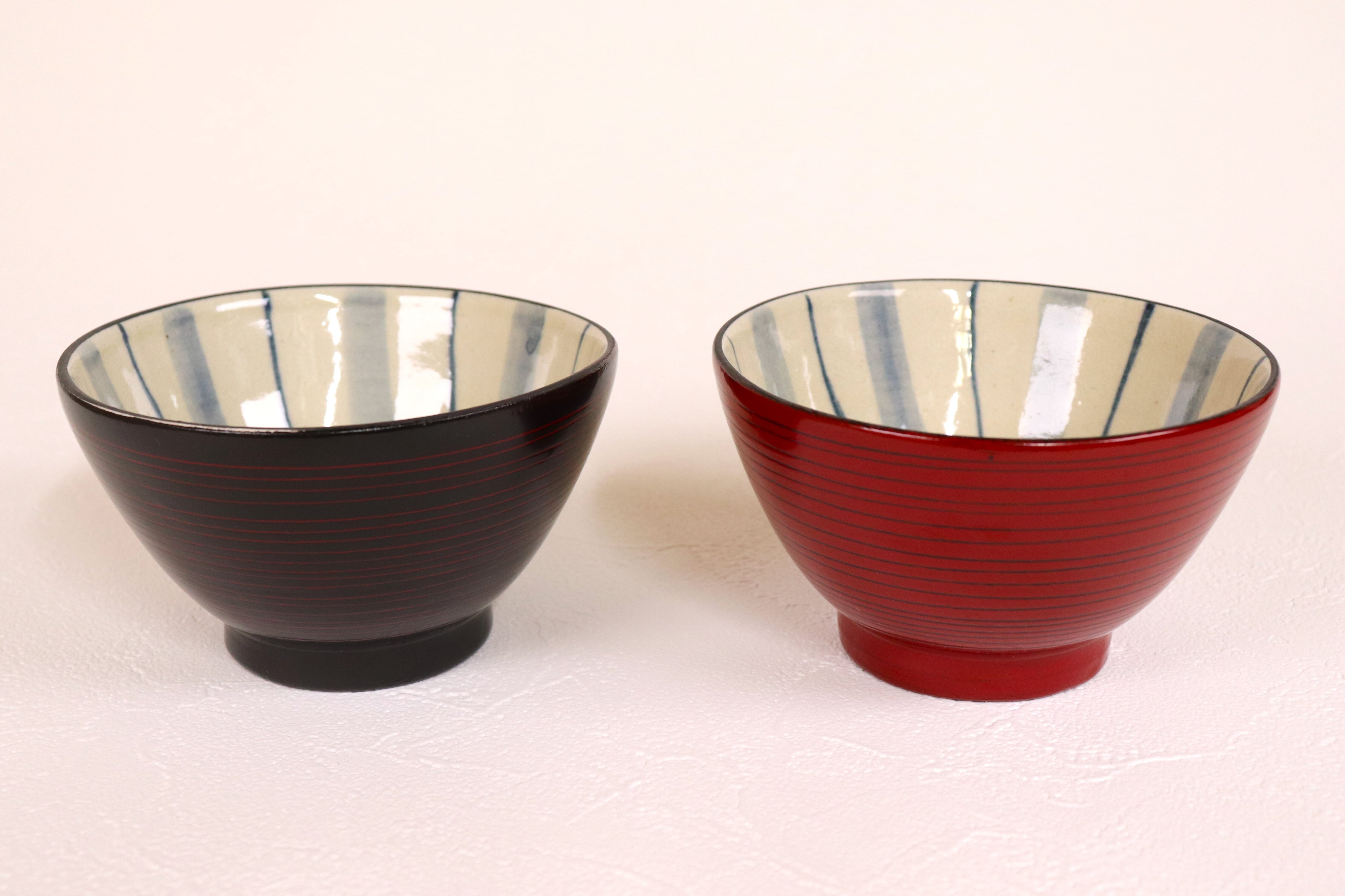 漆陶 飯碗大 コマスジ 十草【限定品】