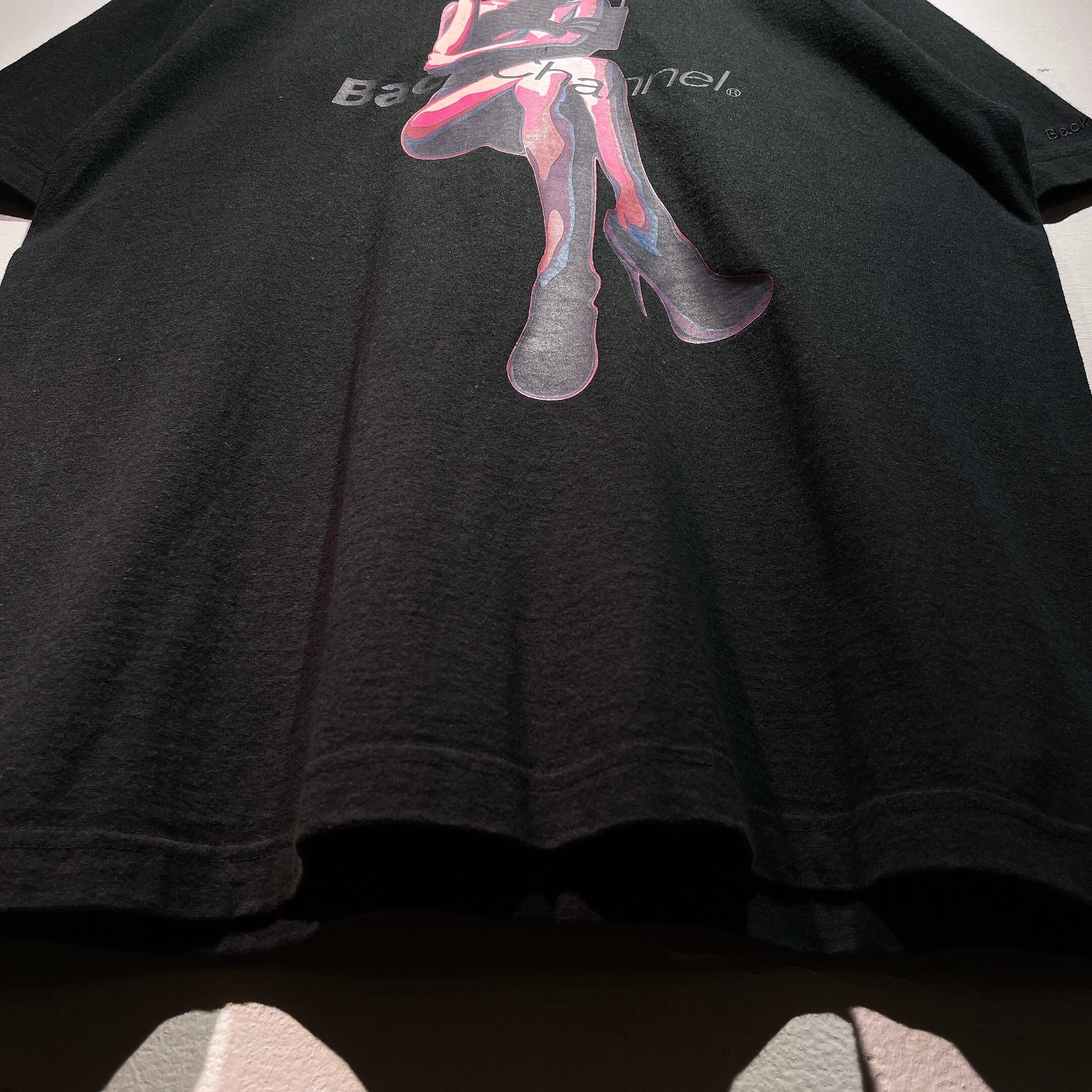 ” Back channel ” sexy girl printed black cotton Tee