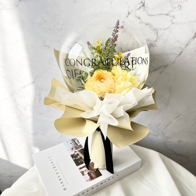 コチョウラン×ホワイト バルーンフラワーブーケ　Lサイズ