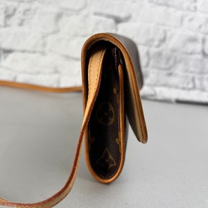 LOUIS VUITTON ヴィトン ポシェットツインGM モノグラム レザー ショルダーバッグ ブラウン A-13656