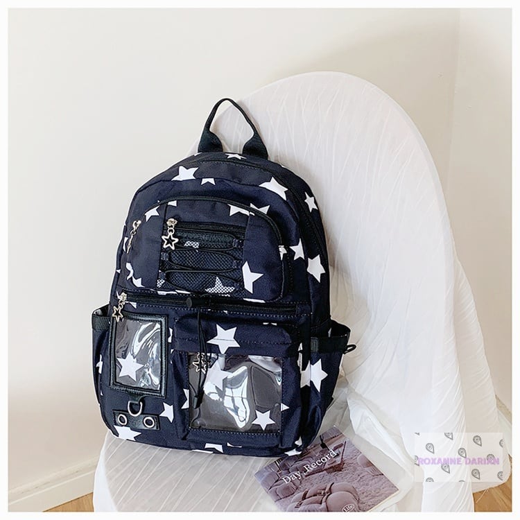 大容量】星柄 バックパック リュック 15インチ対応 20-35L ブラック