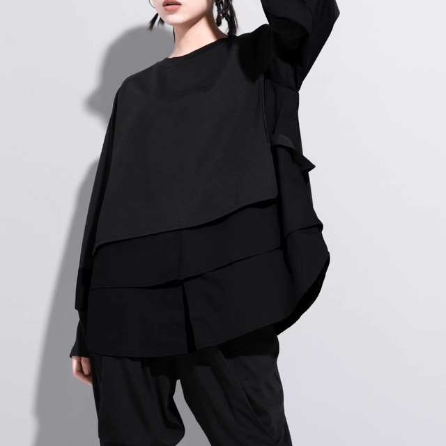 Fake two piece long sleeve t-shirt【3color】 C0477