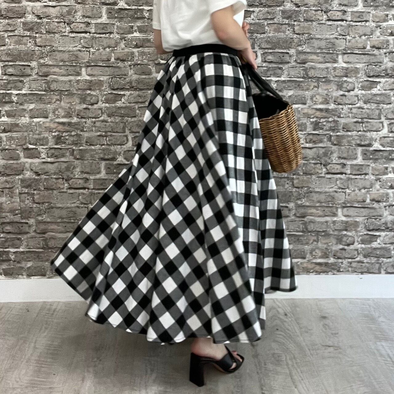 ブロックチェックフレアスカート　6900