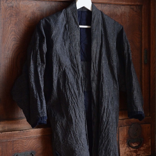 野良着 筒袖 木綿 着物 縞模様 ジャパンヴィンテージ リメイク素材 | noragi jacket men kimono cotton stripe japan vintage