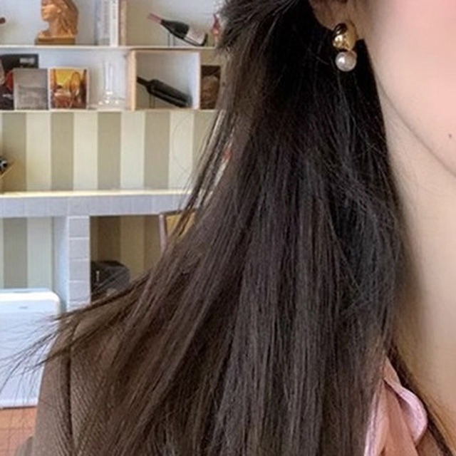 Simple pea and pearl earrings(SN183)