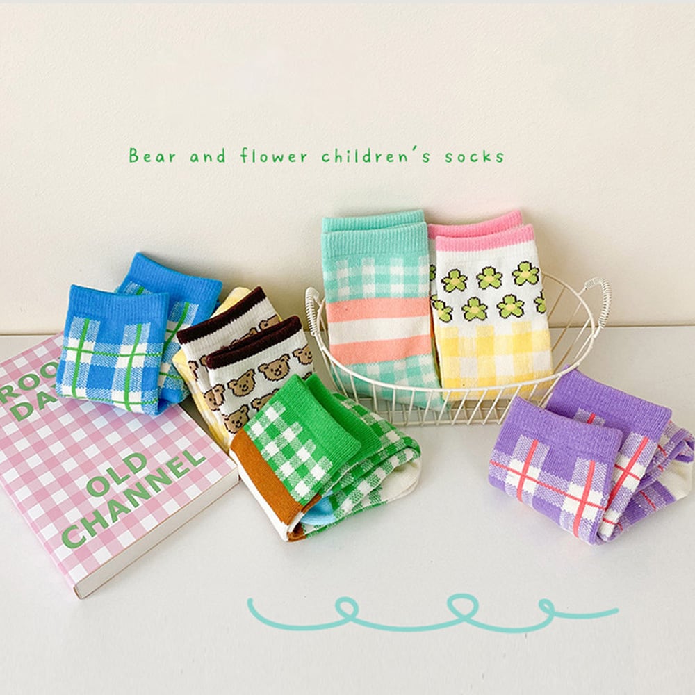 カラフルチェック柄ソックス3足セット KG236 靴下 キッズ 女の子 3点セット カラフル ソックス 3足 set