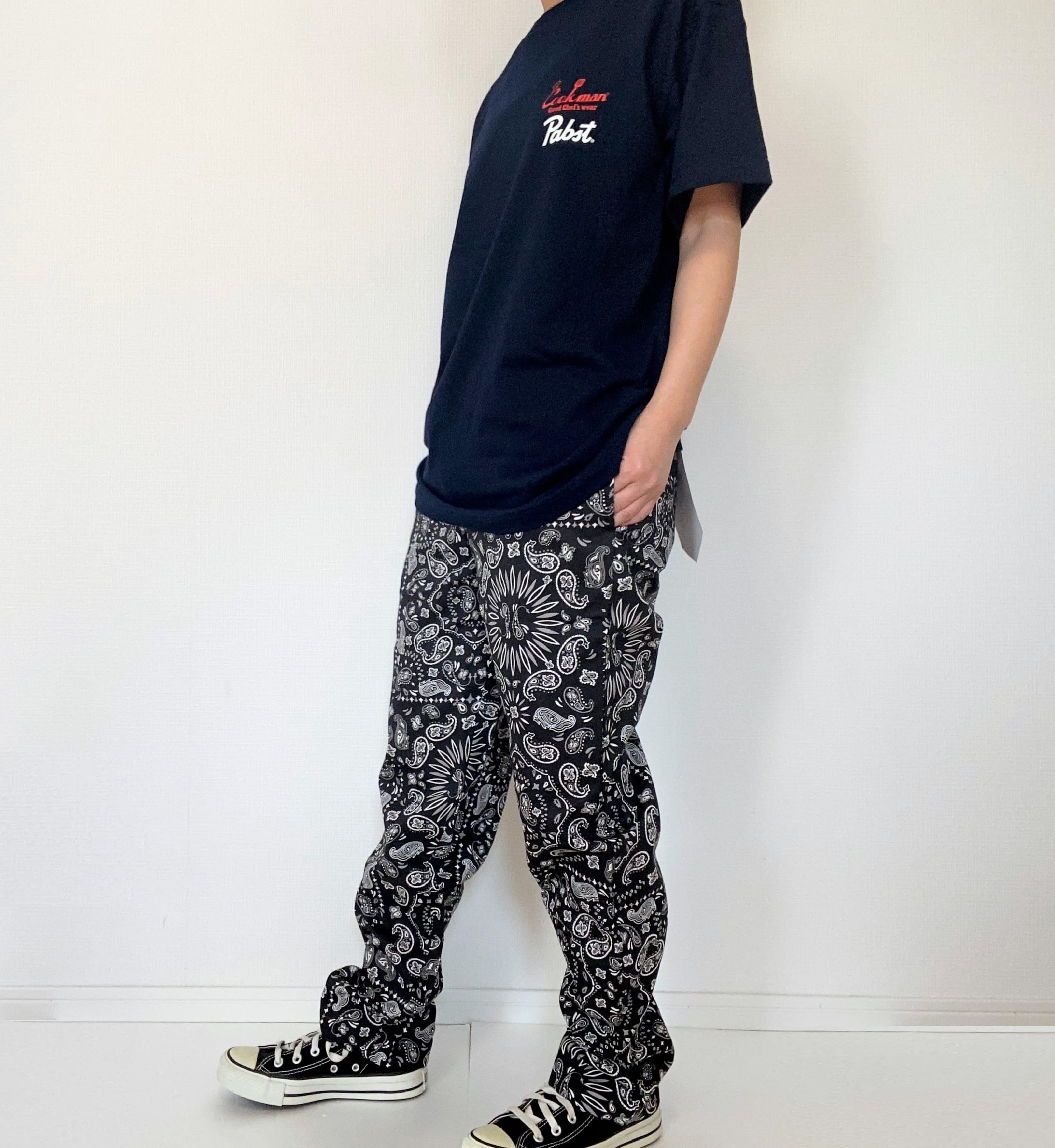 cookman Chef Pants クックマン 黒ペイズリー S | hartwellspremium.com