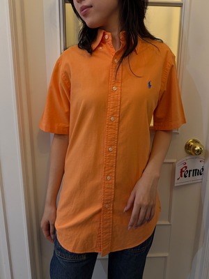 POLO RALPH LAUREN/ vintage  orange half sleeve shirt.(o)