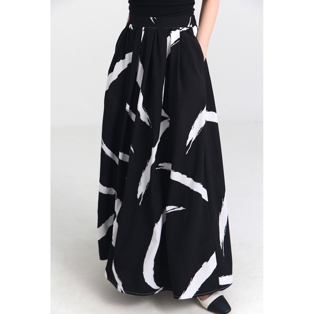 monotone print long skirt　10252