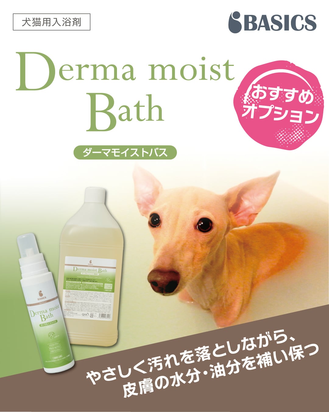 犬猫）〈入浴剤〉ダーマモイストバス 400ml【BASICS】〈在庫