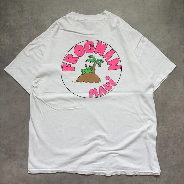 ヘインズ アニマル カエル Tシャツ 古着 90s USA製 L 白 20817