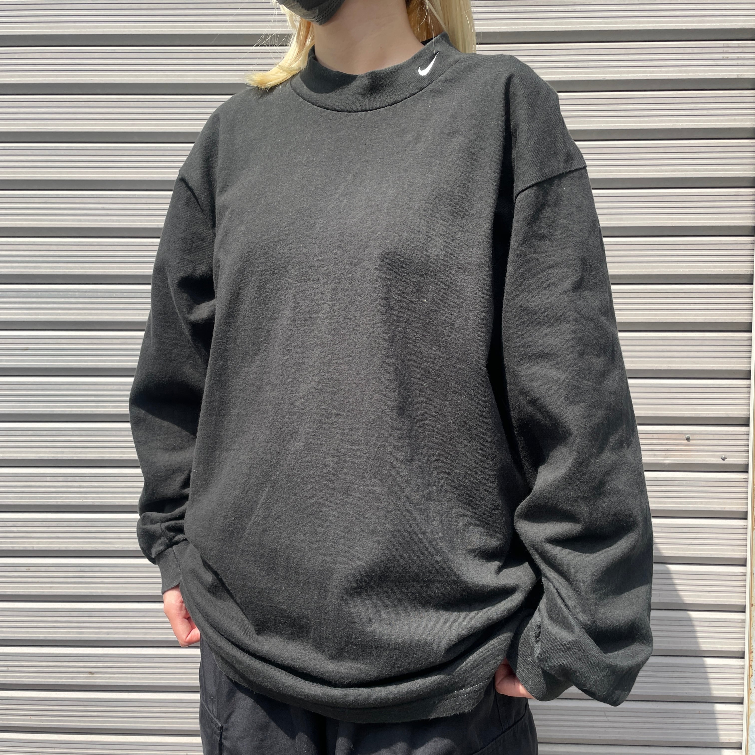 NIKE ナイキ 刺繍ロゴ モックネック Tシャツ 90s 古着 urbanore.com