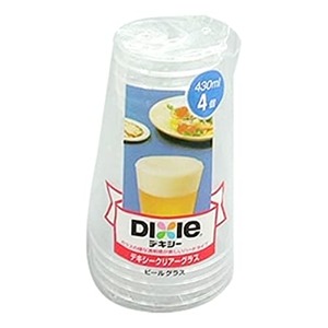 【努力特価】日本デキシー プラスチックカップ 430ml 透明 4個入 ガラスのような硬質プラスチック製 使い捨て クリアカップ 日本製 クリア—グラス KPC114DB