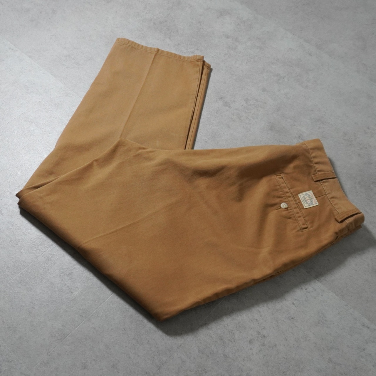 90s 初期型 USA製 Polo by Ralph Lauren POLO CHINO "No pleats" Tobacco Brown [W36L31相当] 古着 - 1