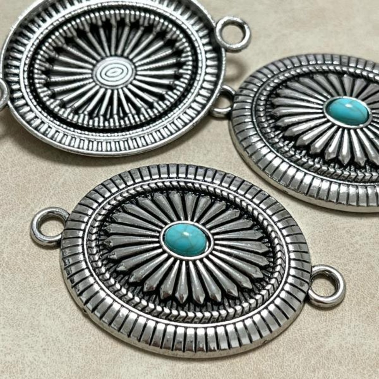 オーバルターコイズコンチョコネクター/パーツ