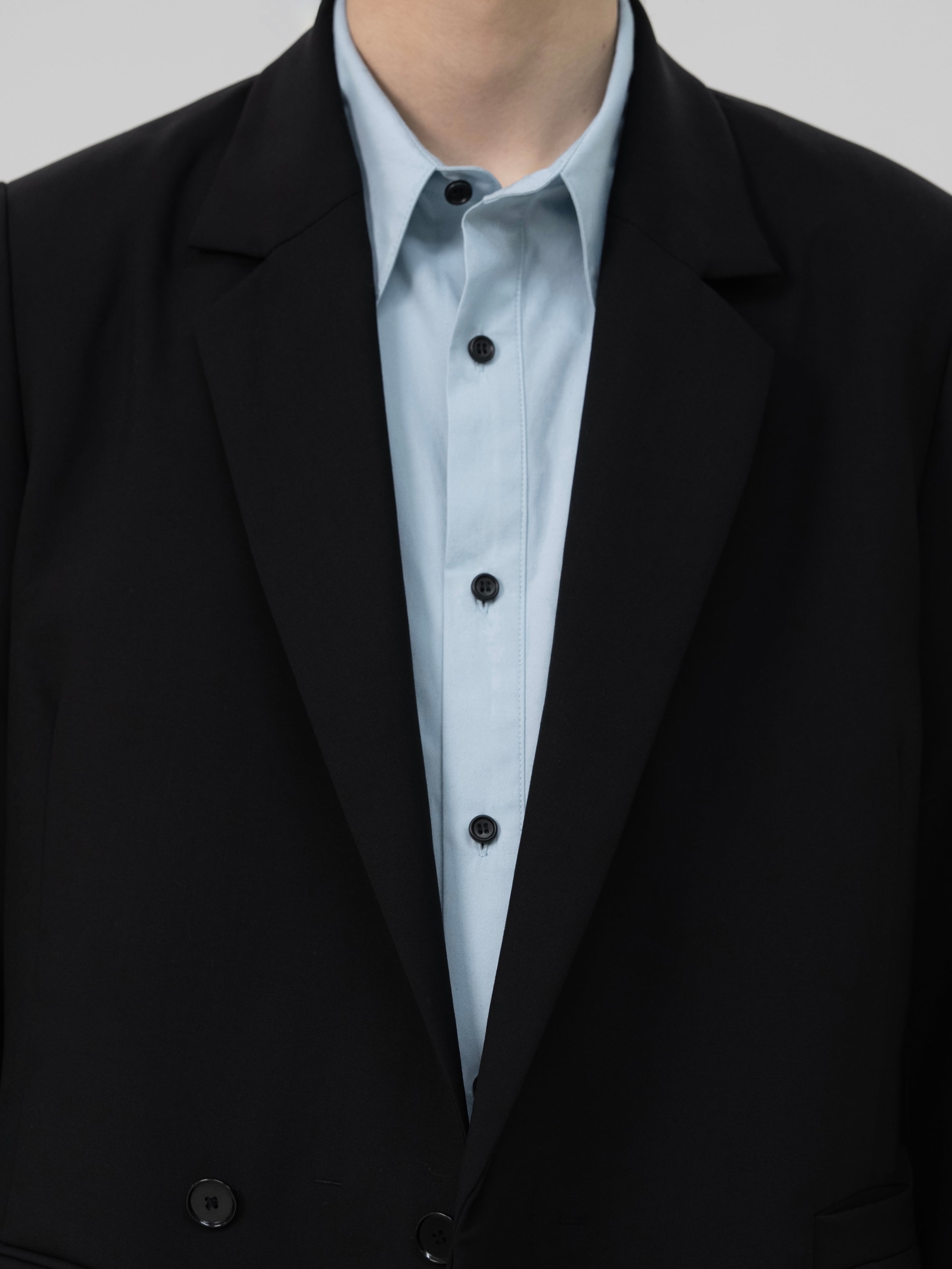 DOUBLE BREASTED FLY FRONT WOOL JACKET【BLACK】 | lapiis