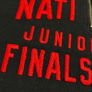 【CARROLL】全米ロデオ協会 national junior high finals rodeo 刺繍ロゴ ハーフジップ スウェット プルオーバー 黒 裏起毛 M US古着