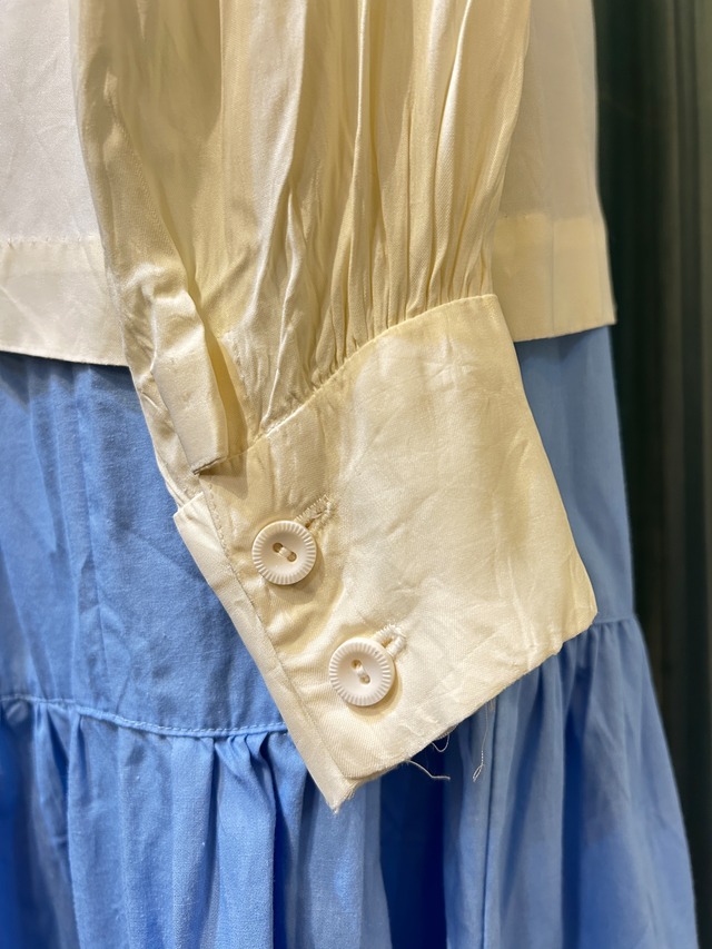 60’s white ribbon tie blouse