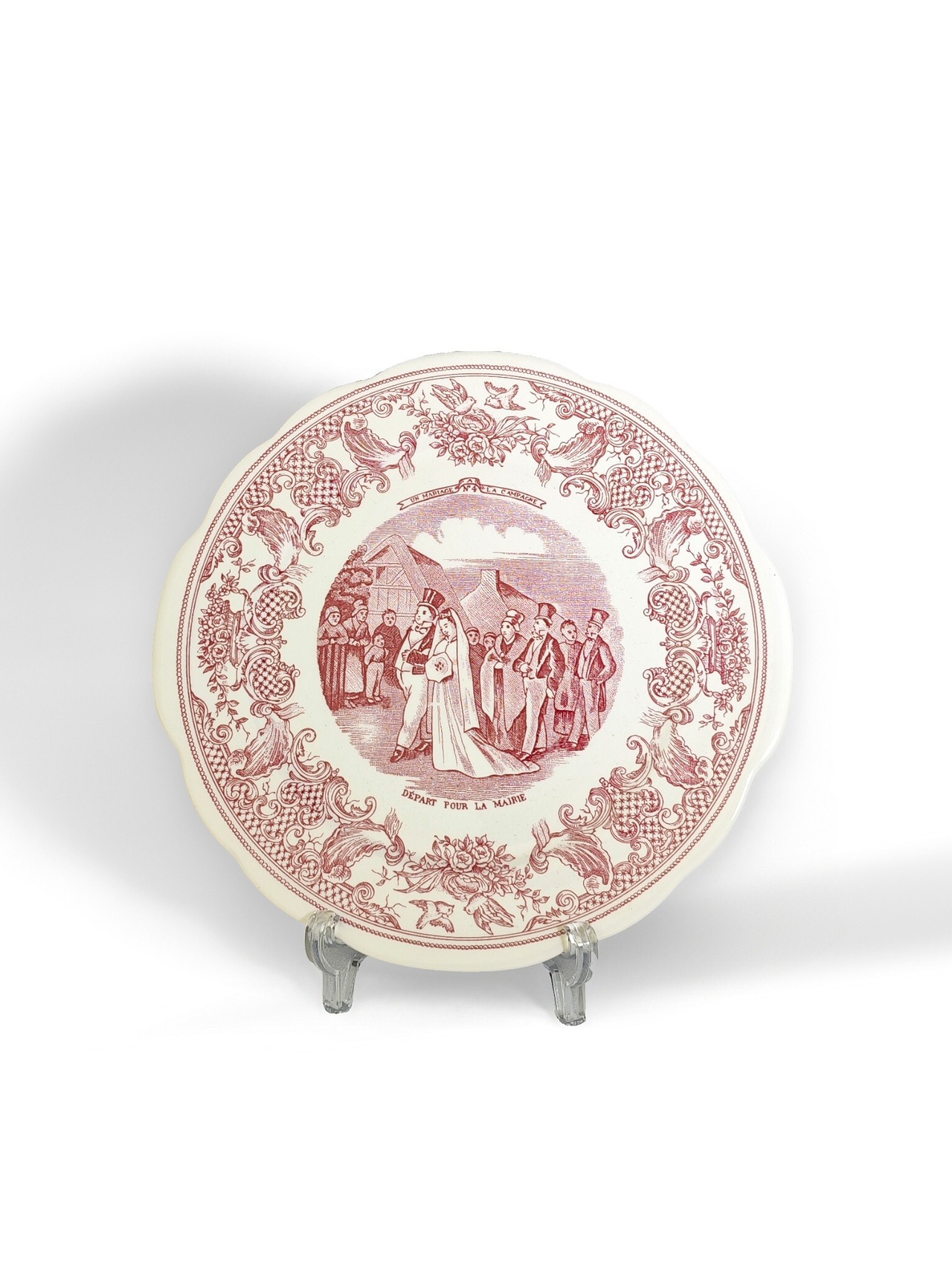 ヴィンテージ雑貨 GIEN ジアン マリアージュプレート（フランス製／装飾陶器皿）