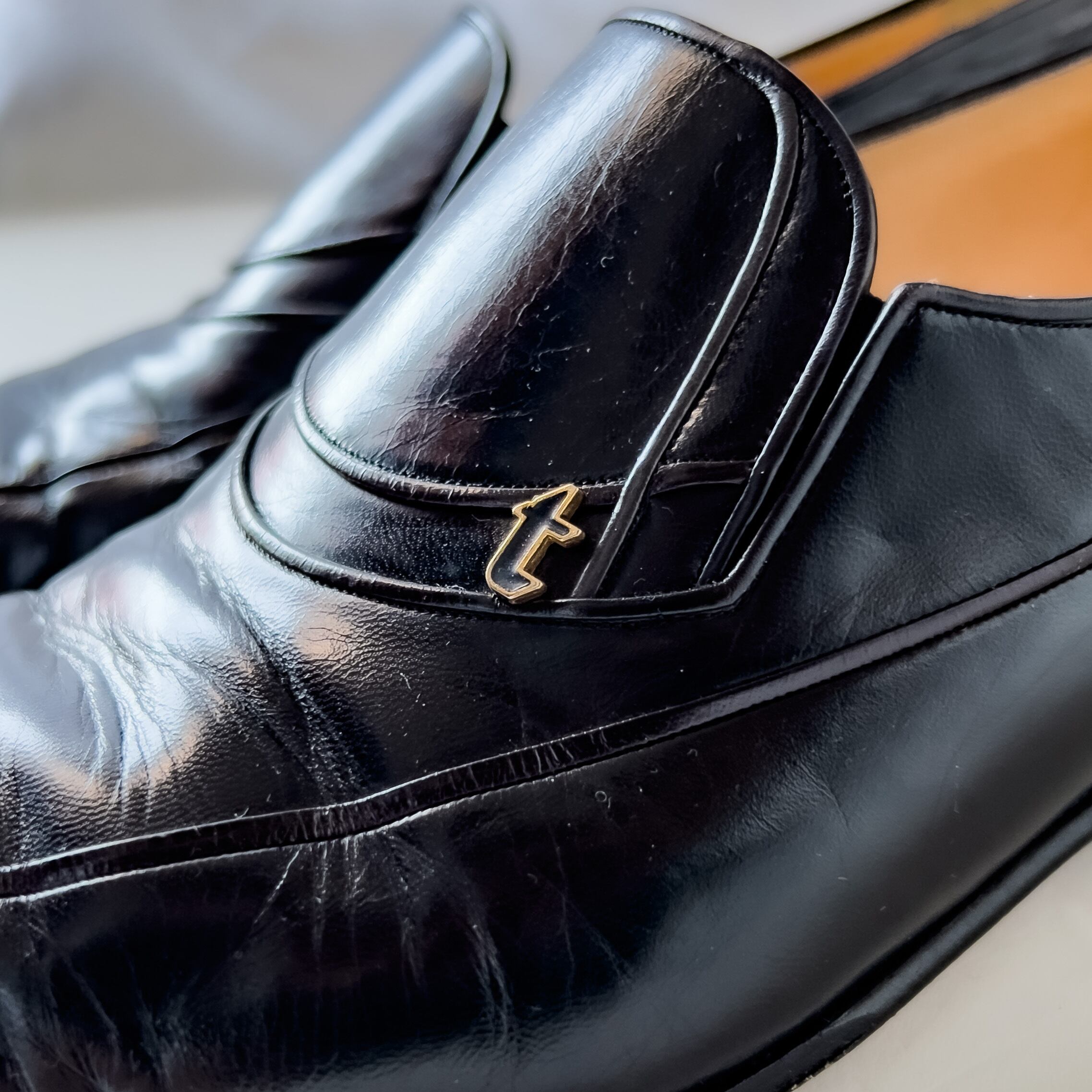 a. testoni” 7E black leather loafers made in italy AMEDEO TESTONI