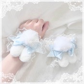 ♡【全5色】MAID うさぎさん付きドット柄リボンカフス／お袖留め white ♡