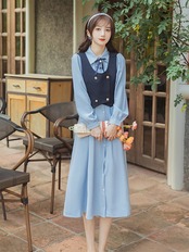 【0151】2sets Retro Style Long Sleeve Dress