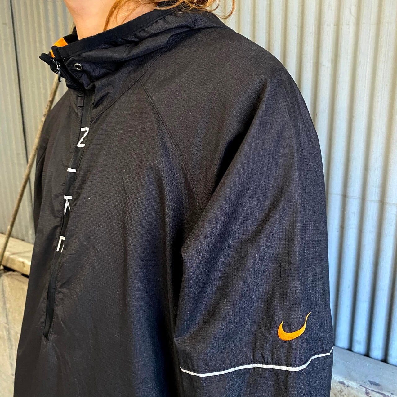 NIKE90s アノラックパーカー　ナイロン　プルオーバー　ビックシルエット　黒