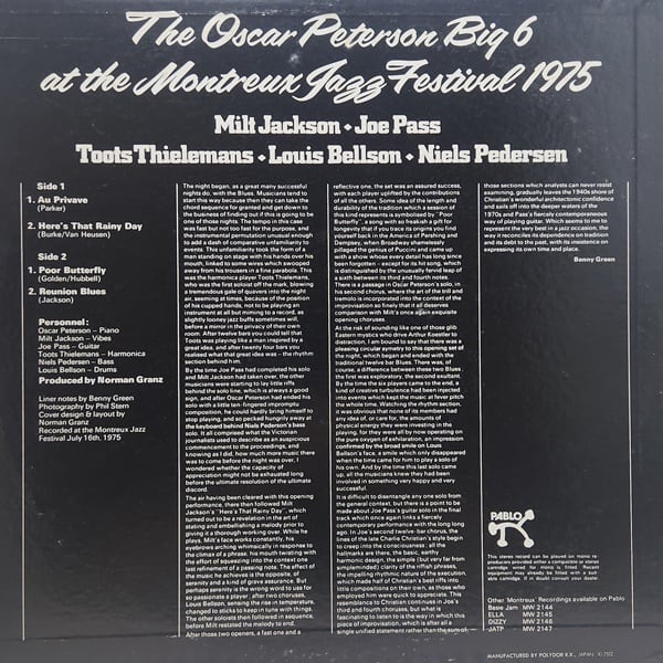 The Oscar Peterson Big 6 / The Oscar Peterson Big 6 At The Montreux Jazz Festival 1975 [MW 2143] - 画像2