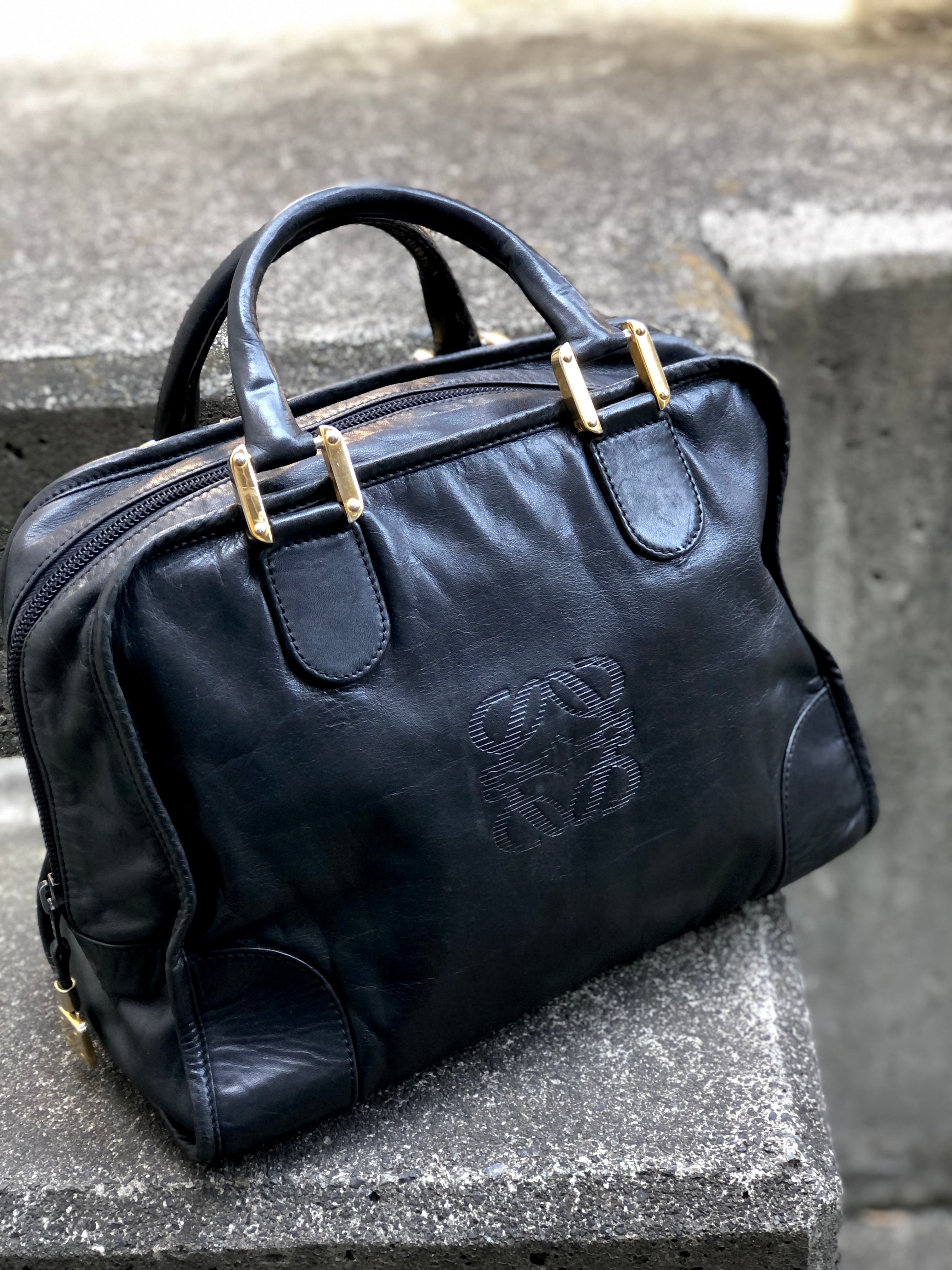 【LOEWE】 ロエベ  アナグラム レザー ミニ ボストンバッグ