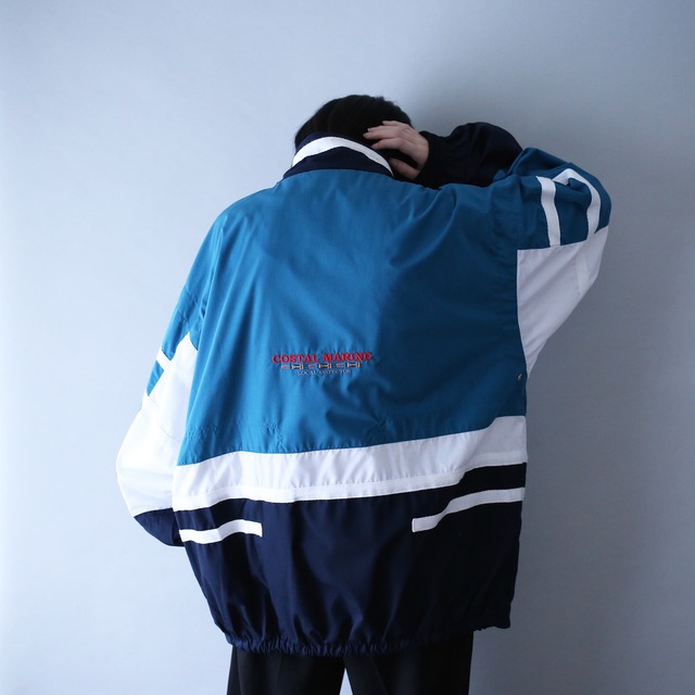 good coloring switch gimmick design zip-up blouson