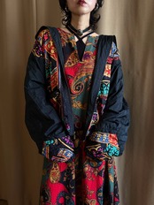 80s-90s ornamental pattern nylon jacket-5214-9