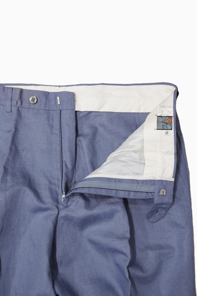 【DEAD-STOCK】"DENIM Sports Wear" Cotton Linen 2-Tuck Slacks Made in ITALY