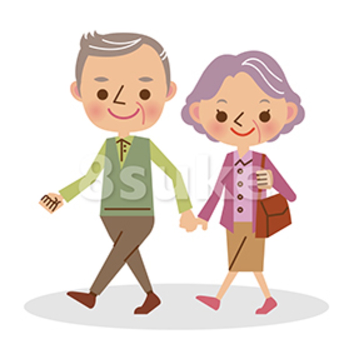イラスト素材 手をつないで歩く老夫婦 ベクター Jpg 8sukeの人物イラスト屋 かわいいベクター素材のダウンロード販売