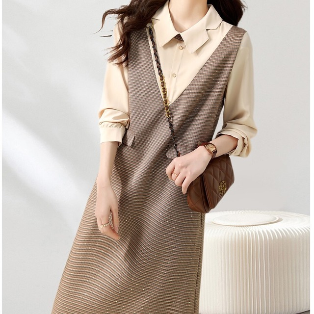 ワンピース レディース Aラインワンピース シャツワンピース フェイクツーピース 膝丈 ひざ丈 ミドル丈 長袖 襟つき ストレート Aライン 切り替え かわいい 大人可愛い きれいめ カジュアル 上品 清楚 フェミニン おしゃれ 綺麗 お嬢様 ナチュラル こなれ感 ラフ ラブリー キュート ガーリー 個性的 抜け感 華やか 爽やか アンティーク 柄 ボーダー OL 学生 デート お出かけ 女子会 休日 リゾート 旅行 美術館巡り カフェ巡り 送料無料 M L XL 2XL 春 秋 20代 30代 40代