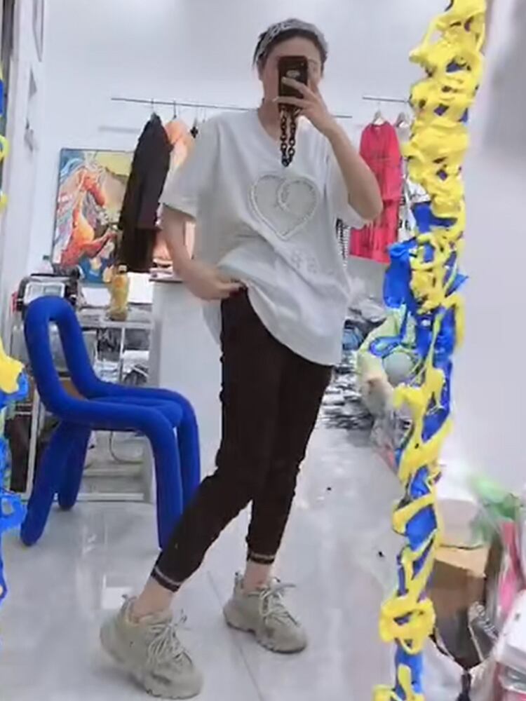 カジュアルTシャツ シャツ サマーラウンドネックハート 大きめサイズ 夏物 Oネック ヨーロピアン ミックスインファッション6344822268