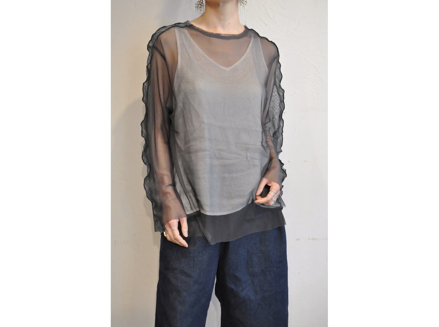margaux】drop shoulder brade lace shirts /【マルゴー】ドロップ