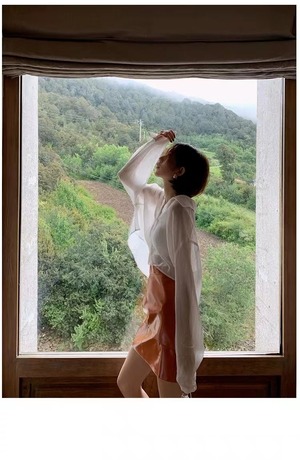 クロップドシアーブラウス　AJ33167-1020