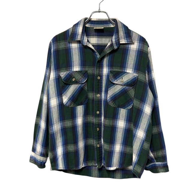 90s Five Brother オンブレチェック ヘビーネルシャツ M ブルー | 古着 90s Five Brother オンブレチェック ヘビーネルシャツ M ブルー | 古着