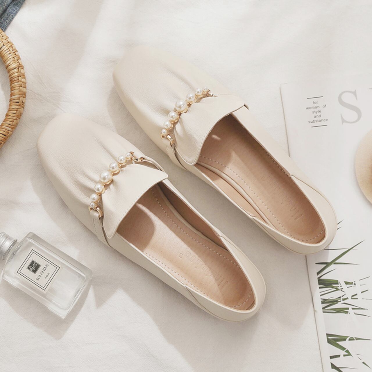 パールスクエアトゥローファー A0173