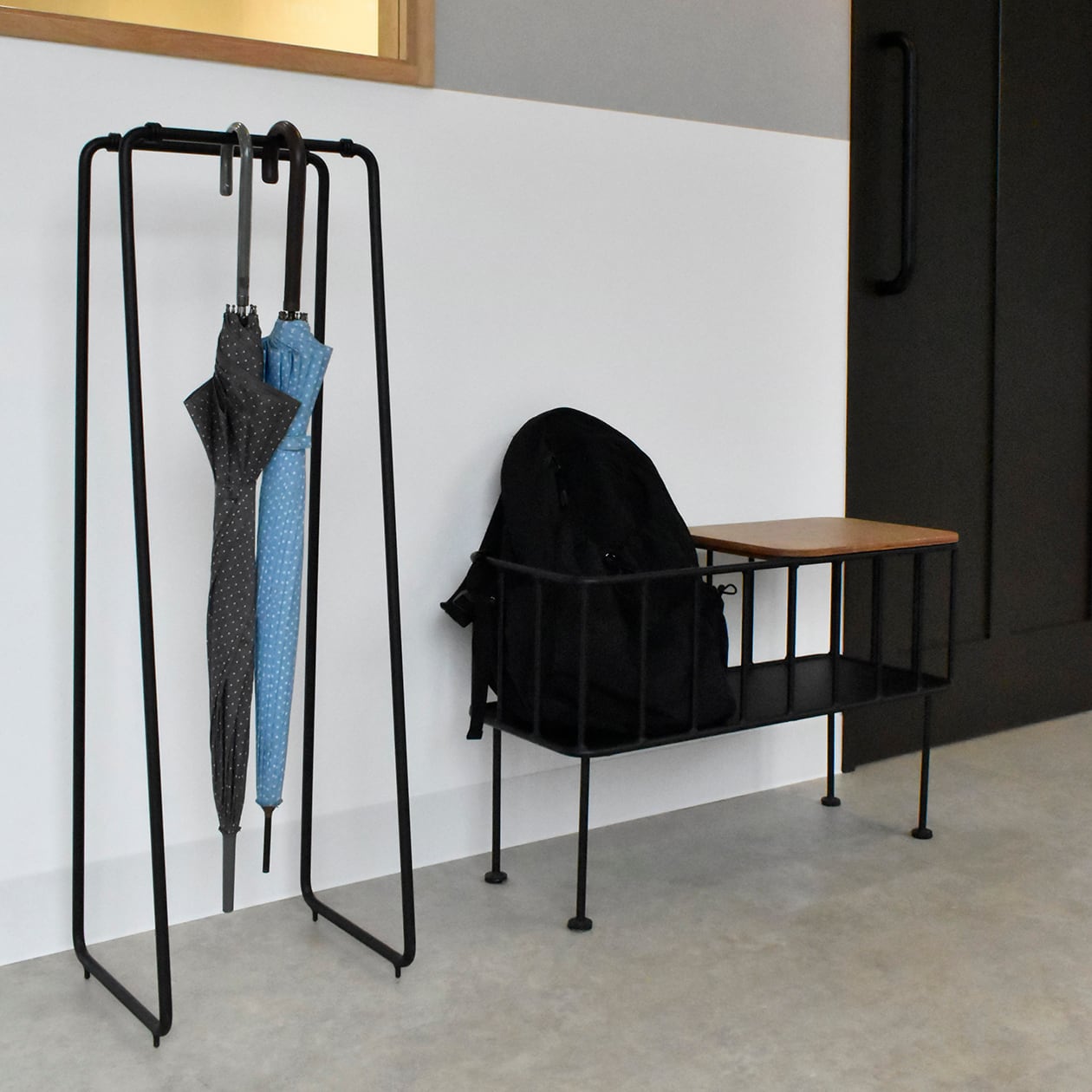 □短納期対応□ひとふで書きのラインが美しい傘立て ひとふで傘かけ