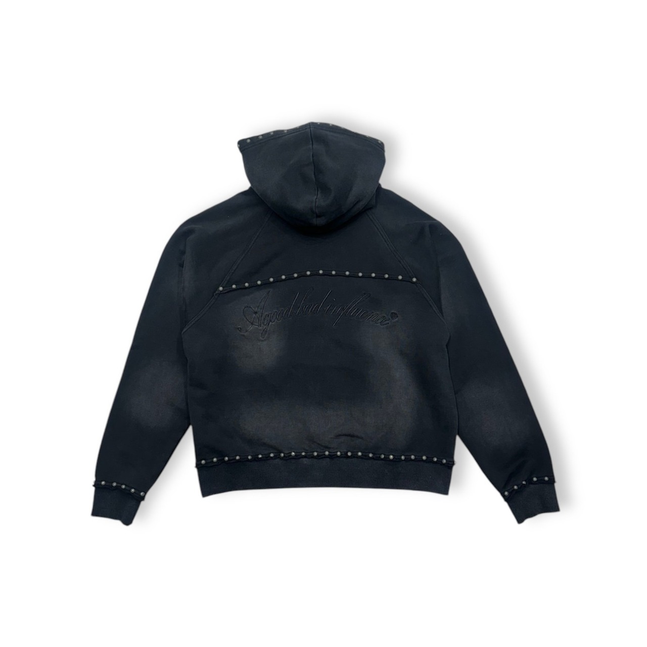 A Good Bad Influence / studsed zip hoodie black
