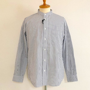 One Wash Band Collar L/S Tapered Shirts　Black Stripe Broad